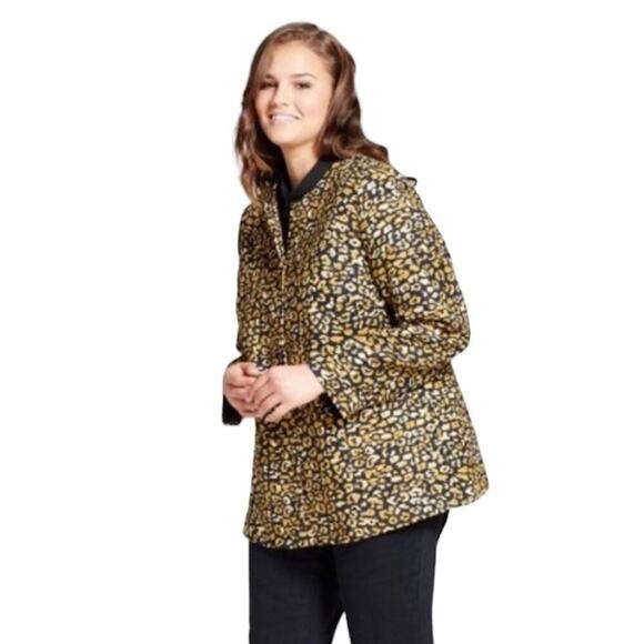 Who What Wear Animal Print Oversized Blazer NEW Black & Yellow/Gold Size Medium - Picture 8 of 8